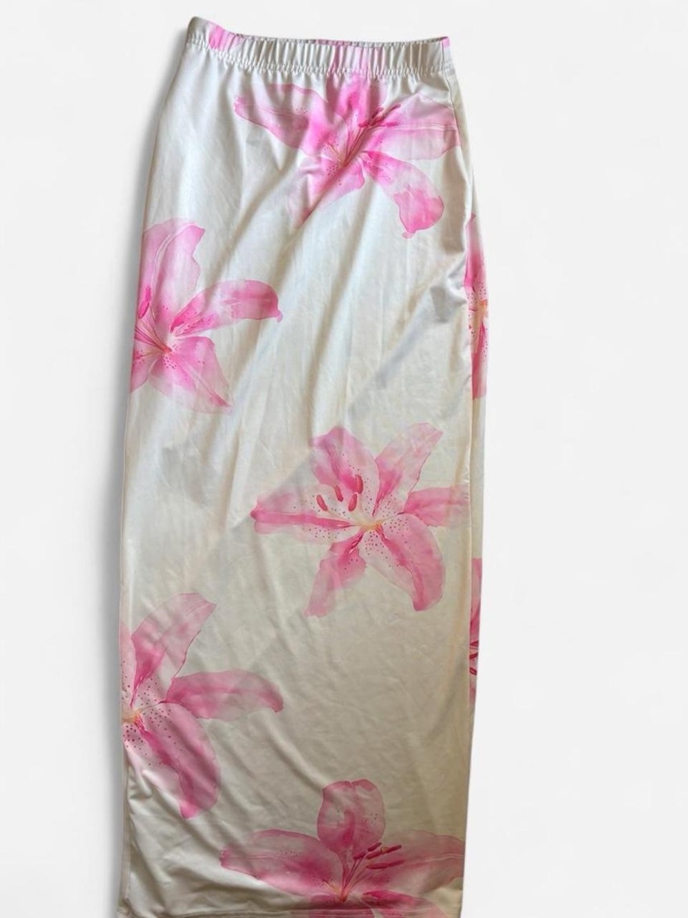 Women’s White Swim Cover-Up Skirt with Pink Floral Print